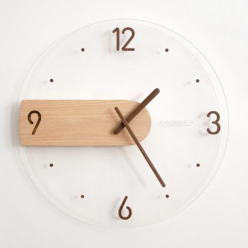 簡約北歐掛鐘創意實木製亞克力玻璃家居客廳牆鍾裝飾鍾Wall Clock