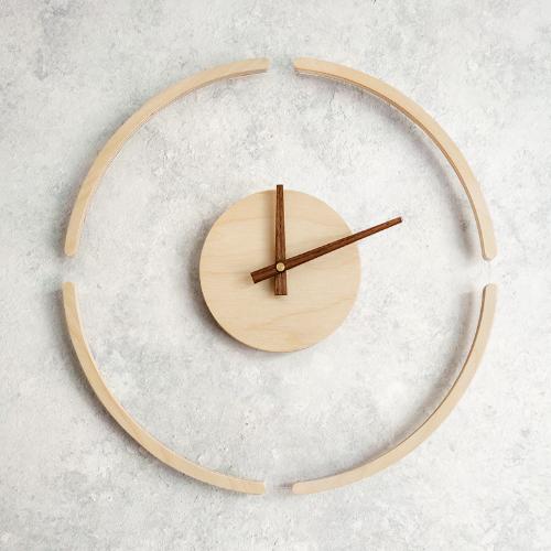 創意透明懸浮掛鐘北歐簡約木製鐘錶 家居客廳牆面裝飾Wall Clock