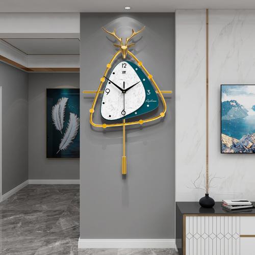 創意鹿頭掛鐘歐式輕奢鐘錶客廳家居裝飾藝術時鐘北歐簡約掛牆壁鐘