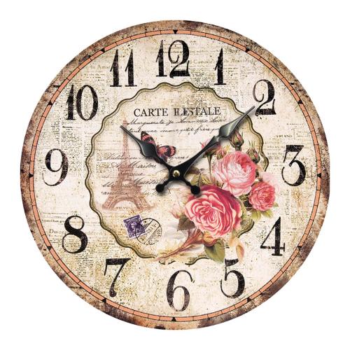 歐式12寸掛鐘復古客廳壁鐘 創意家居木質鐘錶靜音MDF時鐘定製