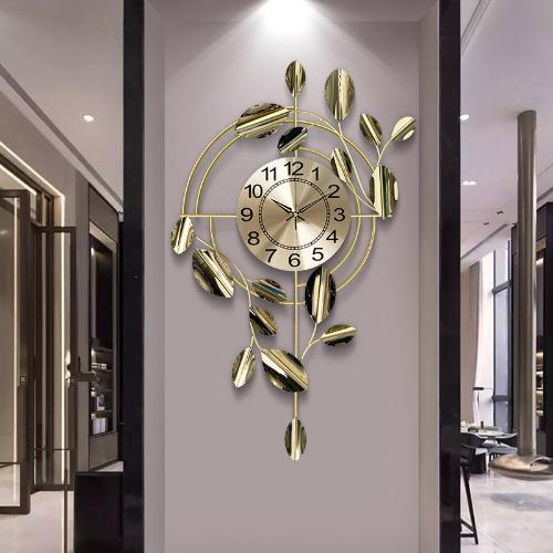 北歐輕奢藝術裝飾鐘錶客廳家用時尚創意掛鐘靜音臥室時鐘牆飾掛件