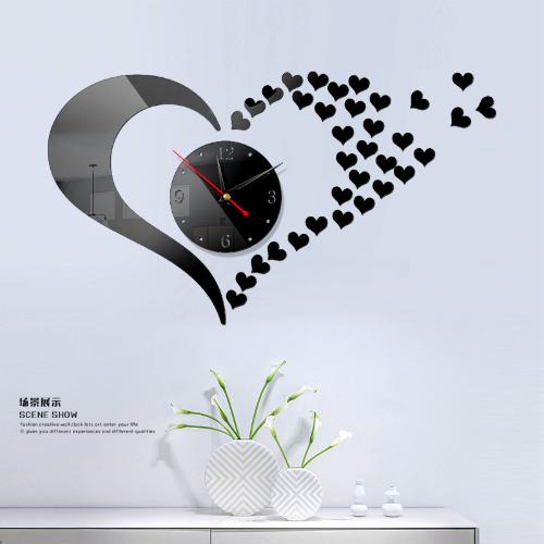 創意歐式掛鐘家居 diy3D立體裝飾鍾亞克力數字鏡面牆貼掛鐘