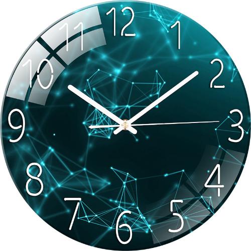 鋼化玻璃鐘錶掛鐘客廳家用時鐘臥室靜音歐式石英鐘創意掛錶