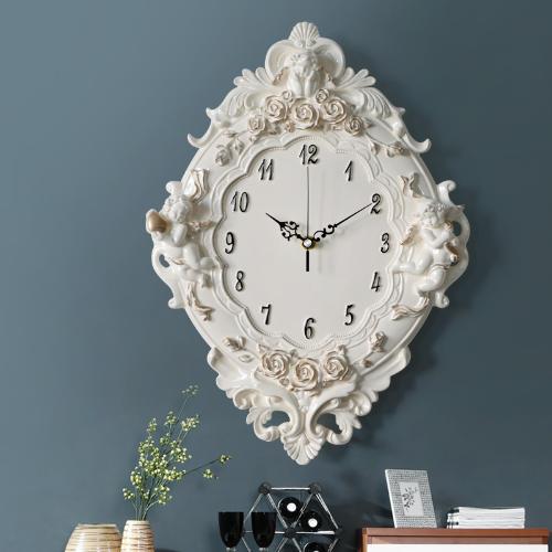 歐式時鐘掛鐘客廳創意樹脂藝術時鐘酒店美容院鐘錶賓館掛錶