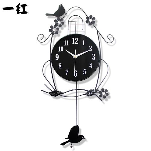 一紅現代裝飾搖擺掛鐘掛錶個性時鐘客廳創意鐘錶石英鐘clock