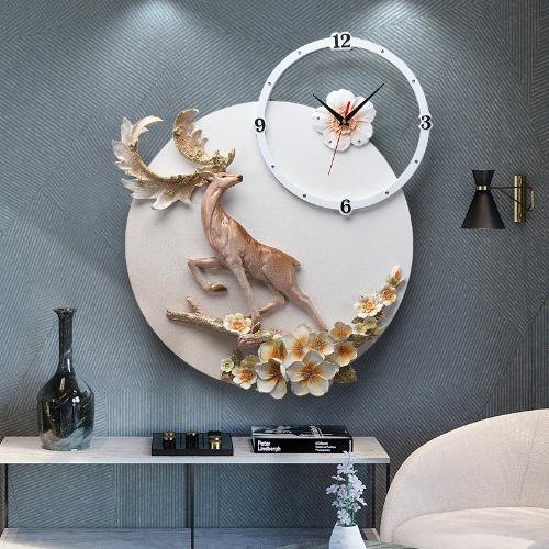 簡約現代個性創意鹿家用鍾飾掛錶北歐輕奢鐘錶輕奢客廳餐廳掛鐘
