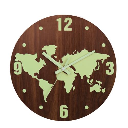 客廳臥室辦公室掛鐘木質創意鐘錶地球時鐘亞馬遜熱賣石英掛鐘夜光