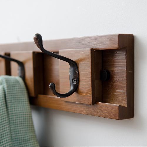 可移動創意掛鉤衣服實木壁掛掛衣鉤木質牆壁客廳排鉤