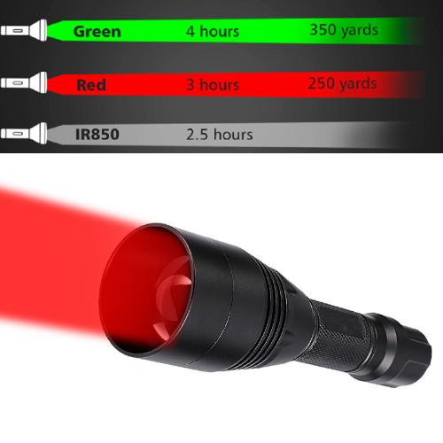 調焦變焦紅綠紅外IR led燈 遠射單檔打獵手電筒 新款大功率