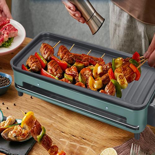 新品長方形家用電動烤肉機韓式多功能無煙不粘電烤盤電烤爐跨境