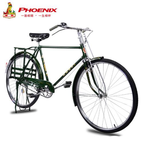 上海鳳凰28寸郵政郵電綠老式老款傳統平把復古重磅載重老式自行車
