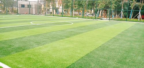 標準雙色草皮免填充草坪11人比賽場足球場鋪設質保塑料草坪