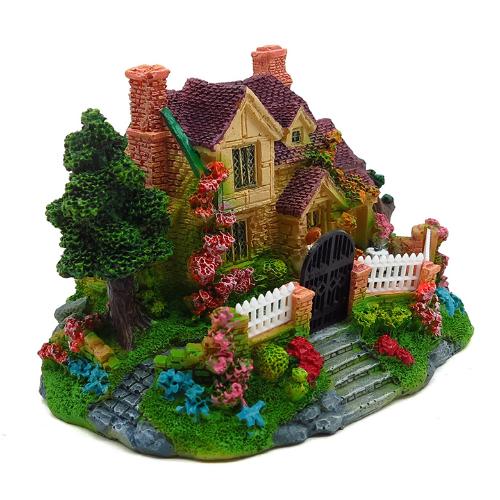 歐式鄉村別墅小房子房屋微景觀樹脂創意多肉植物小擺件園林造景