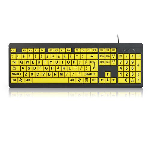 T801現貨大字鍵盤 特殊人羣專用鍵盤黃色USB有線鍵盤小孩老人鍵盤