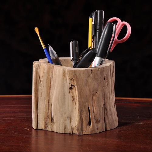 泰國工藝品實木家居時尚環保創意筆筒文具辦公原木筆筒