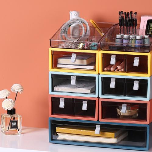 抽屜式收納盒子化妝品收納箱桌面儲物盒自由組合多功能雜物整理盒