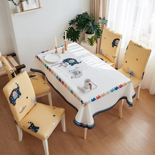 北歐客廳免洗桌布簡約長方形布藝棉麻茶几佈防水餐桌檯布椅套套裝