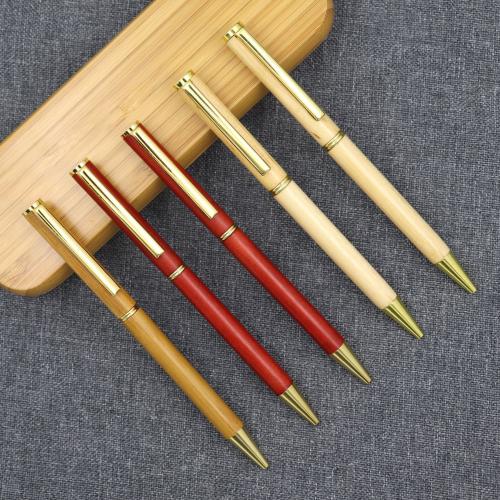 實木簽字筆 創意竹木旋轉圓珠筆 檀木材質禮品筆 商務復古筆