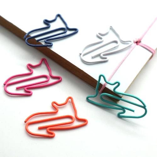 可愛貓咪造型回形針定製卡通彩色金屬包塑曲別針