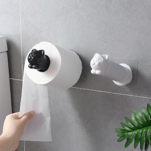 創意可愛捲紙架免打孔壁掛紙巾架置物架衛生間廁所衛生紙架廁紙架