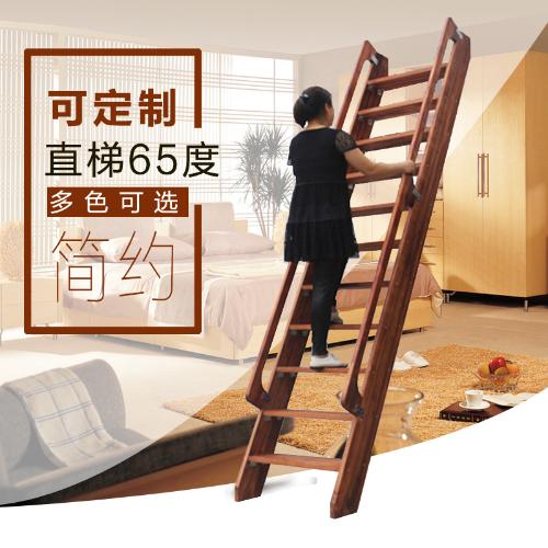 木梯子登高家用室內外木質65度帶扶手loft直爬單一字定製閣樓樓梯