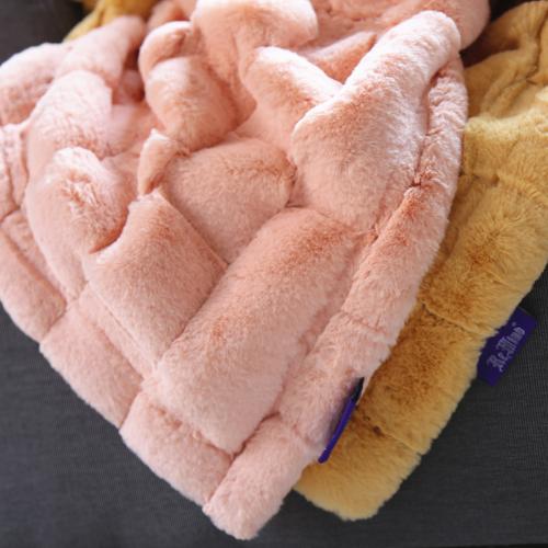 高端方格仿兔毛雙層毛毯沙發別墅樣板間搭毯冬季加厚蓋毯裝飾毯子