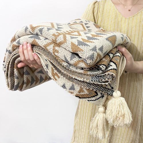 簡約針織毛線波西米亞掛毯腈綸午睡毯子冬季裝飾毛毯沙發蓋毯子