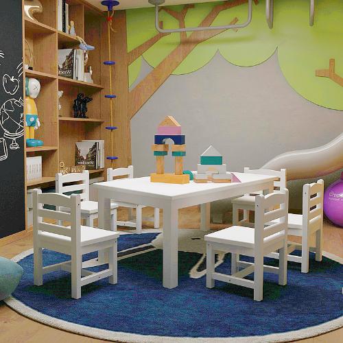 松木幼兒園桌子長方形兒童學習桌椅套裝家用兒童寫字桌學習桌課桌