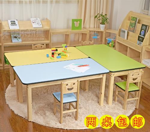 兒童課桌椅中小學生培訓輔導桌椅幼兒園實木雙人學習桌套裝批發