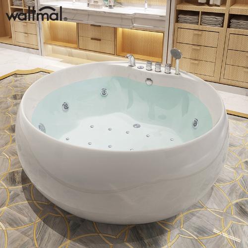 沃特瑪 圓形浴缸獨立式雙人衝浪按摩浴缸1.55米泡澡浴池 可加恆溫