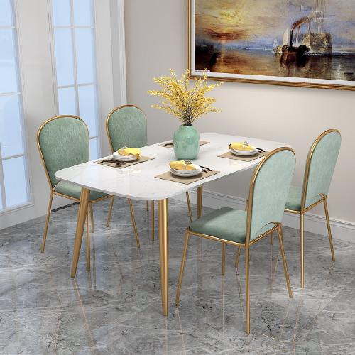 巖板餐桌北歐大理石家用小戶型餐桌椅組合現代簡約長方形吃飯桌子