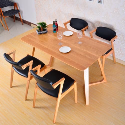 北歐純實木餐桌椅組合家用餐廳6人飯桌椅子原木傢俱桌子