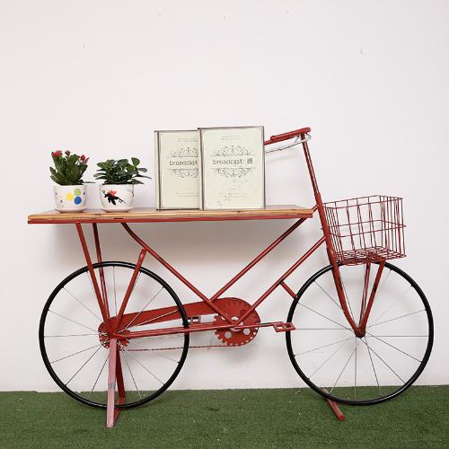 美式鄉村室內花架擺件 復古鐵藝自行車擺臺 大型咖啡廳攝影道具