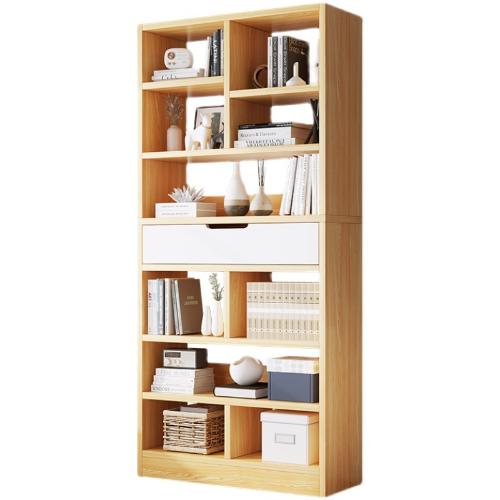 書架落地簡易儲物架小型收納櫃子分層架臥室客廳格子櫃書櫃置物櫃