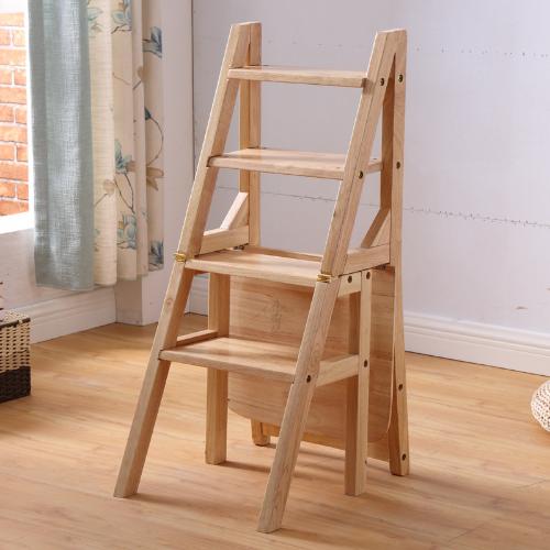 全實木家用摺疊樓梯椅兩用梯凳梯子凳子木梯多功能椅包郵橡膠木