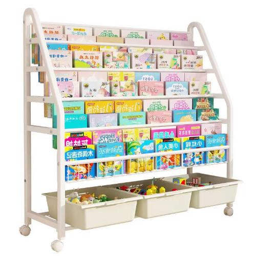 多功能兒童書架大容量儲物架可移動收納雜物籃子多層加大繪本架