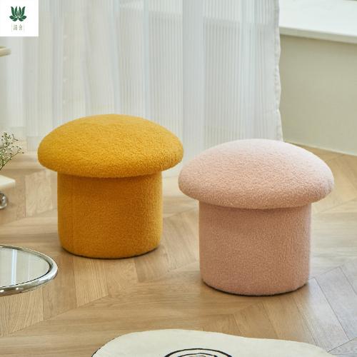 現代創意蘑菇矮凳家用換鞋凳輕奢羊羔絨沙發化妝凳簡約客廳小凳子