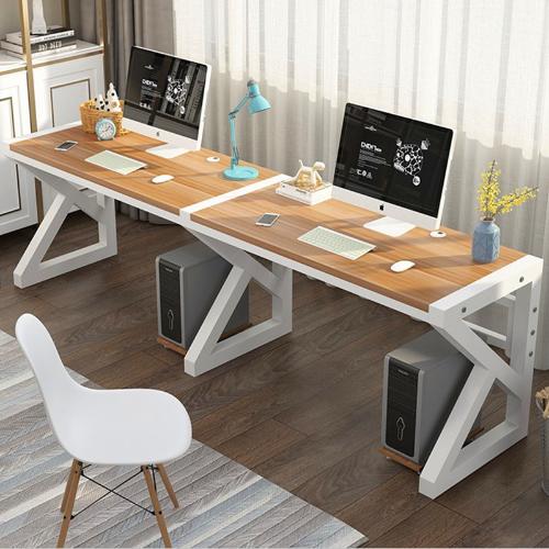 現代簡約員工辦公桌雙人電腦桌臺式一體遊戲桌學習桌辦公室雙人桌