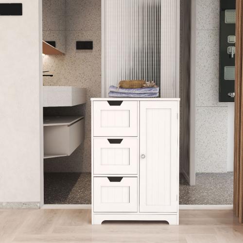 現代簡約白色板式浴室儲物櫃一門三抽廁所收納櫃