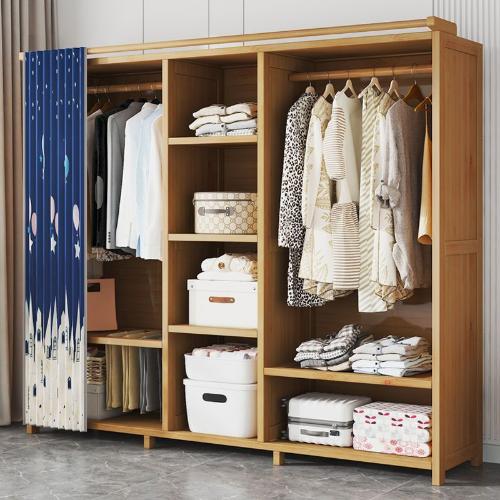 衣櫃臥室家用簡易組裝出租房經濟型布藝多層櫃子結實耐用竹掛衣櫥