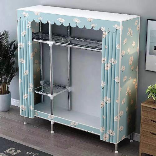 簡易衣櫃不鏽鋼布衣櫃出租房用鋼架鋼管家用臥室組裝衣櫥收納櫃