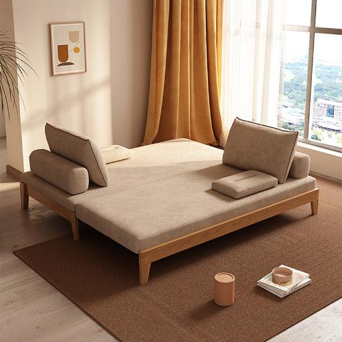 小戶型實木沙發牀兩用摺疊伸縮1.8m雙人北歐多功能1米5單人推拉牀