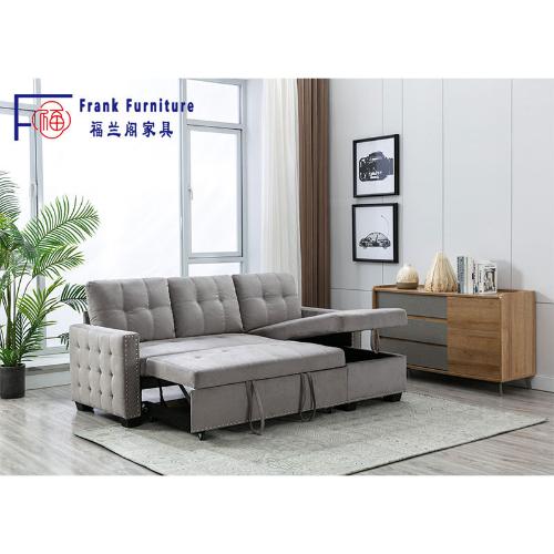 歐式多功能抽拉式沙發牀客廳小戶型高密度棉麻實木懶人沙發牀兩用