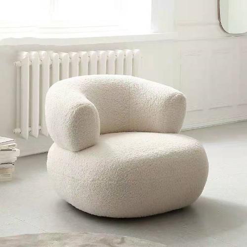 羊羔絨沙發白色懶人單人椅休閒輕奢客廳極簡現代北歐臥室設計網紅