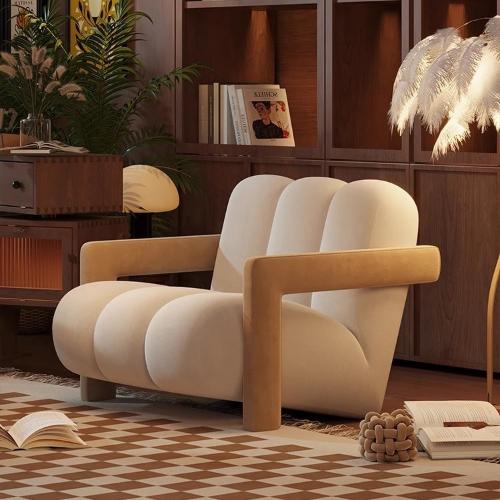 休閒椅客廳單人沙發復古設計師邊椅小戶型網紅科技皮休息區接待