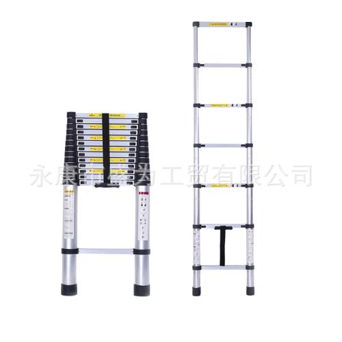 鋁合金加厚單面伸縮梯子多功能摺疊家用人字梯圓管竹節梯