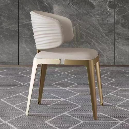 輕奢意式餐椅家用餐廳椅子現代簡約高端實心不鏽鋼同款波紋餐桌椅
